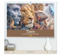 Tiere - Im surrealen Garten der Träume (hochwertiger Premium Wandkalender 2026 DIN A2 quer), Kunstdruck in Hochglanz: Landschaften und kreative Tierwelt