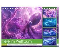 Tiere im Weltraum (Tischkalender 2026 DIN A5 quer), CALVENDO Monatskalender: Tauchen Sie ein in eine surreale Fantasie, in der die Grenzen der ... die unendlichen Weiten des Weltraums gleiten.