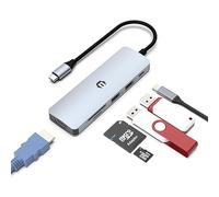Tiergrade Adattatore multiporta USB-C Hub 6 in 1 con display HDMI 4K, ricarica PD da 100 W, 1 porta USB-A con 5 Gps, 1 porta USB-A 2.0, lettore di schede SD/TF per Chromebook Pixel e laptop con USB-C