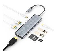 Tiergrade Adattatore multiporta USB C Hub 9 in 1, docking station di tipo C con HDMI 4K, 100W PD, 2* USB 3.0, 2* USB 2.0, lettore di schede SD