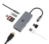 Tiergrade Hub USB C 7 in 1, hub multiporta con HDMI 4K, alimentazione 100W, 3 USB-A 3.0, lettore di schede SD/TF, compatibile con laptop di tipo C