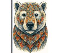 Tierische Gedanken: Liniertes A5 Notizbuch mit 200 Seiten im Mandala-Stil Eisbär