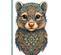 Tierische Gedanken: Liniertes A5 Notizbuch mit 200 Seiten im Mandala-Stil Frettchen