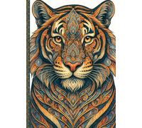 Tierische Gedanken: Liniertes A5 Notizbuch mit 200 Seiten im Mandala-Stil Tiger