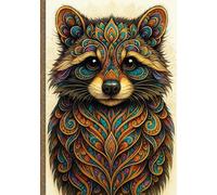 Tierische Gedanken: Liniertes A5 Notizbuch mit 200 Seiten im Mandala-Stil Waschbär