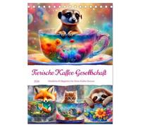 Tierische Kaffee Gesellschaft (Tischkalender 2026 DIN A5 hoch), CALVENDO Monatskalender: Genießen Sie das süße Zusammenspiel von niedlichen Tieren und Kaffeetassen