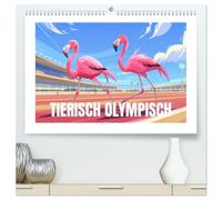 Tierische Olympioniken - Ein farbenfroher KI-Kalender (hochwertiger Premium Wandkalender 2026 DIN A2 quer), Kunstdruck in Hochglanz: Ein farbenfroher ... Weise auf die Olympischen Spiele vorbereiten