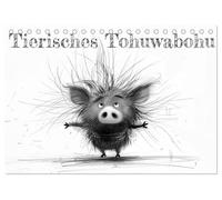Tierisches Tohuwabohu (Tischkalender 2026 DIN A5 quer), CALVENDO Monatskalender: Pencil Sketch Drawings Kalender mit Tieren
