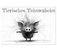 Tierisches Tohuwabohu (Wandkalender 2026 DIN A3 quer), CALVENDO Monatskalender: Pencil Sketch Drawings Kalender mit Tieren
