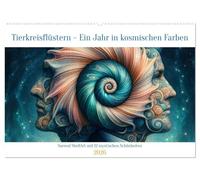 Tierkreisflüstern - Ein Jahr in kosmischen Farben (Wandkalender 2026 DIN A2 quer), CALVENDO Monatskalender: Surrealer Sternzeichen-Kalender