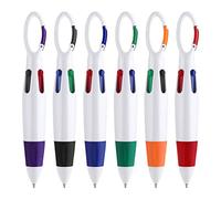 TIESOME 1,0 mm 4-in-1 a sfera retrattile, 6 pezzi navetta penne a sfera multicolore con moschettone portachiavi in cima per gli accessori della scuola ufficio studenti bambini regalo