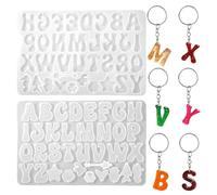 TIESOME 1 stampo in silicone a forma di lettera con fori alfabeto, con 50 cerchi e 10 portachiavi, stampi in silicone epossidico A-Z, per creazione di gioielli, ciondoli, decorazioni fai da te