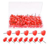 TIESOME 100 pezzi Puntine, 0,47 pollici carino decorativo puntine pollice cuore a forma di pollice spingere Pins per casa scuola ufficio bacheca Cork Board (rosso)