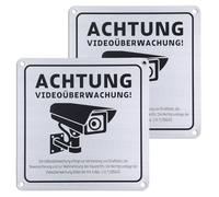 TIESOME 2 cartelli per videosorveglianza, 15 x 15 cm, in alluminio, con nota GDPR, autoadesivi e 4 fori
