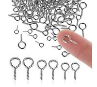 TIESOME 300 aghi per occhielli a vite, 3 misure, colore argento, piccoli aghi per occhielli in metallo, per picchetti, mini viti autofilettanti, ganci (argento)