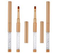 TIESOME 4 pennelli per unghie in gel ovali e piatti, con manico in strass, per nail art, pittura, costruttore, fai da te, per la pulizia dello smalto, oro rosa (piatto + ovale)