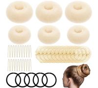 TIESOME 41 cuscini per chignon piccoli e grandi, 6 pezzi per chignon da donna, in peluche, con 5 elastici per capelli, 20 fermagli a forma di U, 10 reti elastiche (beige)