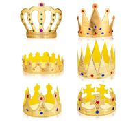 TIESOME 6 corone da re dorate, delicato cappello a corona di compleanno con strass per feste di compleanno, corona di Halloween per principe principessa