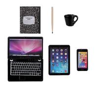 TIESOME 6 pezzi casa delle bambole in miniatura, set di laptop 1:12, mini computer portatile, casa delle bambole, decorazione piccola casa delle bambole, modello di mobili simulazione tablet (nero)