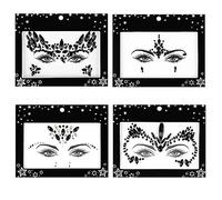 TIESOME Gemme per il viso di Halloween da attaccare, 4 fogli Adesivi per gioielli per il viso di festival Adesivi con cristalli di strass Occhi scintillanti Tatuaggi temporanei per feste di Halloween