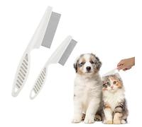 TIESOME Pettine per peli di animali domestici, rimozione macchie e lacrime, confezione da 2 pezzi, kit multifunzione 2 in 1 per toelettatura cani, pettine massaggiante a doppia faccia per nodi,