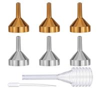 TIESOME Piccoli imbuti per riempire bottiglie, 6 pezzi Mini imbuto in acciaio inox, set da cucina con 2 pipette per liquidi, spezie, profumi, oli essenziali, shampoo, sabbia