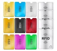 TIESOME Porta carte RFID colorato, 9 custodie per carte di credito con blocco RFID con 4 protezioni per passaporto, set di protezione per carte d'identità RFID per donne e uomini, Plaid oro, verde,
