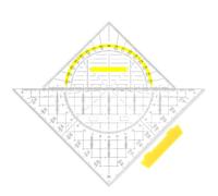 TIESOME Set di 2 triangoli con manico giallo, 20 cm/14 cm, flessibile Geo, modello Geo circolare piccolo, adatto per la misurazione della lunghezza e dell'angolo per l'uso in ufficio scolastico