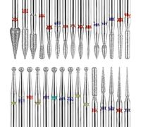 TIESOME Set di 30 punte per fresa unghie, fresa per unghie, punte diamantate, per cuticole, smeriglio, per la pelle morta, manicure, pedicure, gel acrilico
