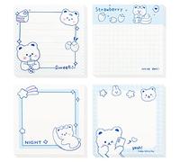 TIESOME Simpatici appunti adesivi, 320 fogli, con orso, autoadesivi, per ragazze, bambini, studenti, scuola, ufficio (4 blocchi, 80 fogli/pad) (stile A)