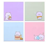 TIESOME Simpatici blocchi adesivi per appunti, 4 pezzi, 320 fogli Kawaii, segnalibri dei cartoni animati, bandierine