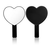 TIESOME Specchio portatile a forma di cuore, resistente alle cadute, piccolo specchio a forma di cuore con manico, portatile, da viaggio, specchio cosmetico per ciglia, per donne, San Valentino,