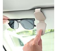 TIESOME Supporto per Occhiali da Sole per Il Parasole dell'auto, Supporto Magnetico in Pelle per Occhiali da Vista con Clip per schede, estensore per Occhiali da Sole per Auto (Nero) (Beige)