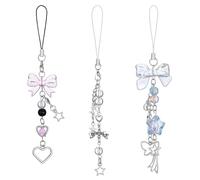 TIESOME Y2k Phone Charm, ciondolo a forma di farfalla, a forma di stella, colore rosa, blu, trasparente, per cellulare, portachiavi, per fotocamera