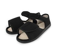 TIESTRA Pantofole Calde per Uomini con Piedi Grandi, Diabetiche per I'inverno, in Feltro con Punta Aperta, Soletta in Memory Foam, Nero 45 EU