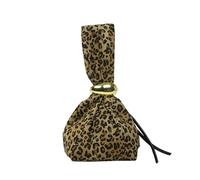 TIEZHICHESHI Borsa a secchiello pieghettata alla moda leopardata, Marrone