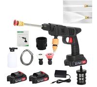 Tifemap Idropulitrice a Batteria 300W, Idropulitrice Portatile Professionale per Auto con Pistola e Lancia, 2 Batterie, Senza Fili, con Accessori inclusi (Nero Arancione)