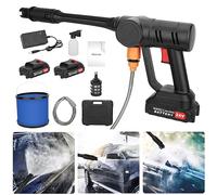 Tifemap Idropulitrice a Batteria 300W, Idropulitrice Portatile Professionale per Auto con Pistola e Lancia, 2 Batterie, Senza Fili, con Accessori inclusi (Nero)