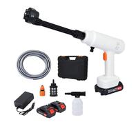 Tifemap Idropulitrice a Batteria 300W, Idropulitrice Portatile Professionale per Auto con Pistola e Lancia, 2 Batterie, Senza Fili, con Accessori inclusi (Bianco Arancione)