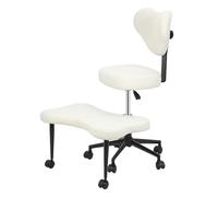 Tifemap Sedia da ufficio con gambe incrociate, sedia per meditazione e yoga, posizioni inginocchiata e accovacciata, altezza regolabile, supporto per la schiena (Beige-b)