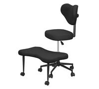 Tifemap Sedia da ufficio con gambe incrociate, sedia per meditazione e yoga, posizioni inginocchiata e accovacciata, altezza regolabile, supporto per la schiena (Nero-b)