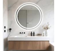 Tifemap Specchio Bagno con Luce LED Tondo Retroilluminato 60x60cm, Specchio Rotondo da Parete Antiappannamento con Touch Control, Illuminazione Naturale per Bagno, Camera, Cabina Armadio (1, Rotondo)