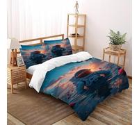 TIFFAN Astronauta nell'acqua 3 Pezzi Copripiumino Con Stampa Arte 3D Microfiber Con Federe Per Ragazzi E Ragazze King Size Double（200x200cm）