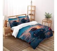 TIFFAN Astronauta nell'acqua 3 Pezzi Set Copripiumino Stampa Arte 3D Microfiber Con Federe Per Ragazzi E Ragazze Super King Size Super King（260x220cm）