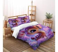 TIFFAN Cervo dell'Amore 3 Pezzi Set Copripiumino Stampa Animale Animale di cArteone animatoe 3D Fibra Super Morbida Con Federe Per Ragazzi E Ragazze Super King Size Double（200x200cm）