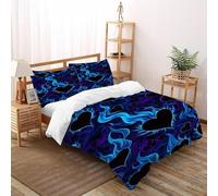 TIFFAN Flame HeArte Print 3 Pezzi Copripiumino Con Stampa Arte 3D Microfiber Con Federe Per Ragazzi E Ragazze King Size King（220x240cm）