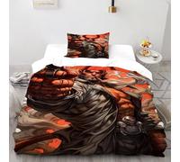 TIFFAN Hellboy 2 Pezzi Duvet Cover Stampa CArteone animato Fantasia Arte 3D Fibra Super Morbida Con Federe Per Ragazzi E Ragazze King Size Single(135x200cm)