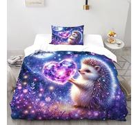 TIFFAN Ricci dell'Amore 2 Pezzi Copripiumino Stampa Animale Animale di cArteone animatoe 3D Microfiber Con Federe Per Ragazzi E Ragazze King Size Single（135x200cm）