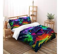 TIFFAN T-Rex Dipinti 3 Pezzi Duvet Cover Stampa Animale Animale di cArteone animatoe 3D Microfiber with Pillow Case(s) Per Ragazzi E Ragazze King Size Double(200x200cm)