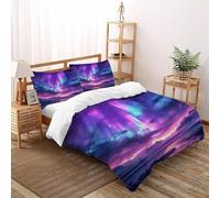 TIFFAN Valle dell'aurora boreale 3 Pezzi Copripiumino Con Stampa Arte 3D Fibra Super Morbida with Pillow Case(s) Per Ragazzi E Ragazze Super King Size Double（200x200cm）